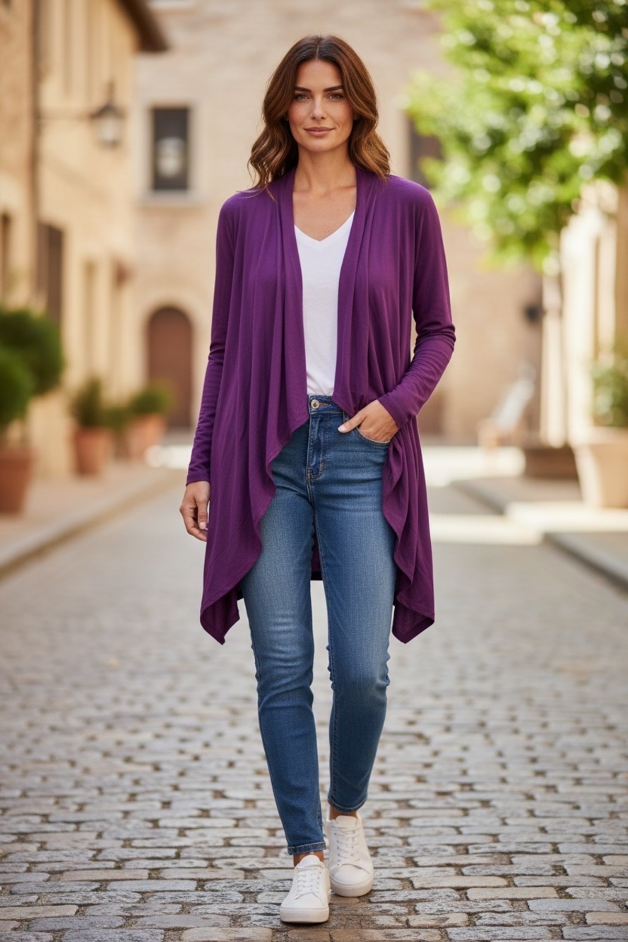 Rags & Couture Purple Open Front Cardigan XL